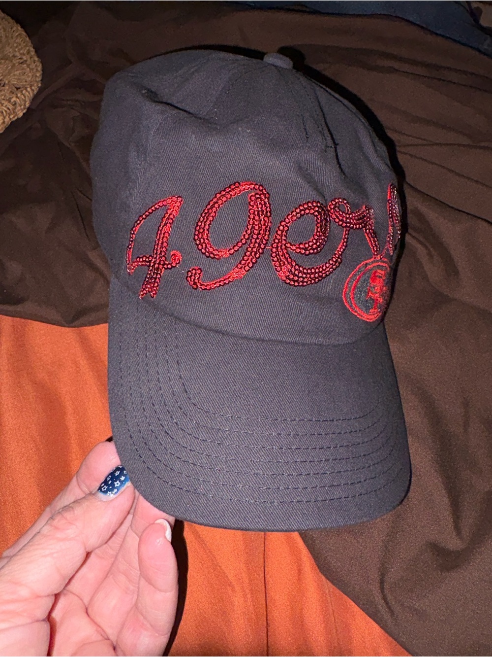 Embroidered '49ers' Baseball Cap with blingy Red Stitching